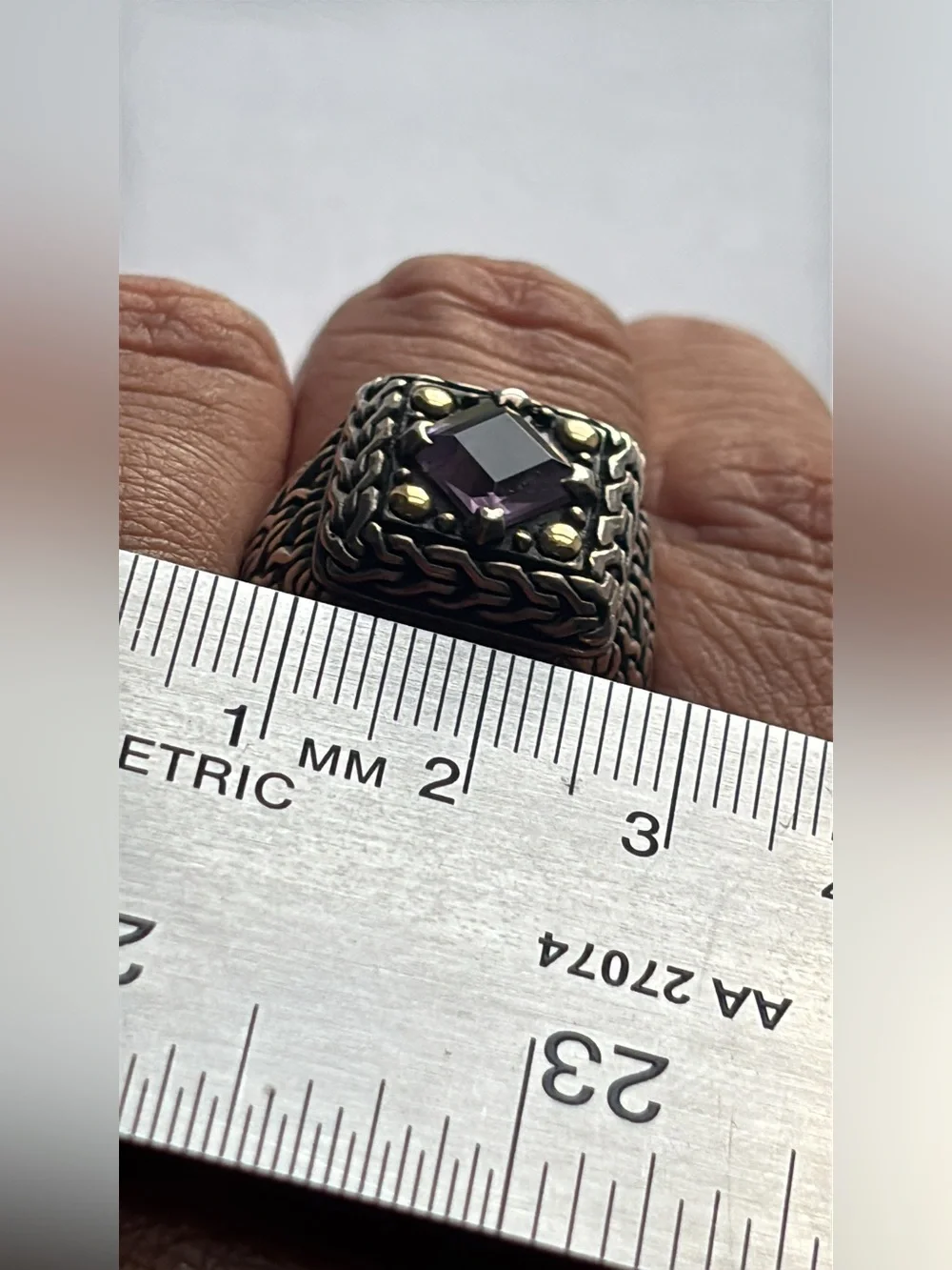 18k Gold & Sterling Silver Amethyst Ring